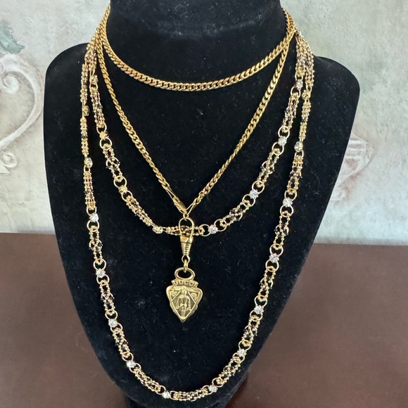 18KT GOLD PLATED CRYSTAL BLACK BEADED NECKLACE 24” - Picture 4 of 4